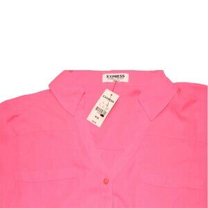Express Women's Long Sleeve Button-up Pink Shirt NWT Size M